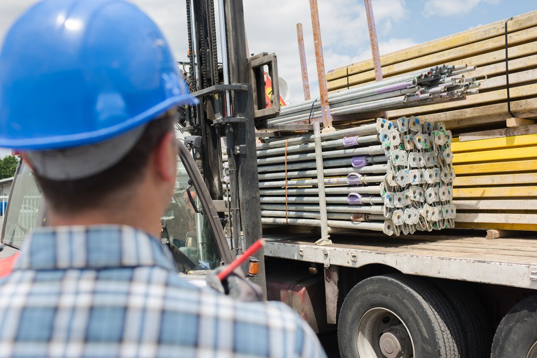 Buidling materials being unloaded