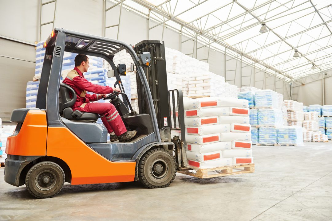 forklift loader working